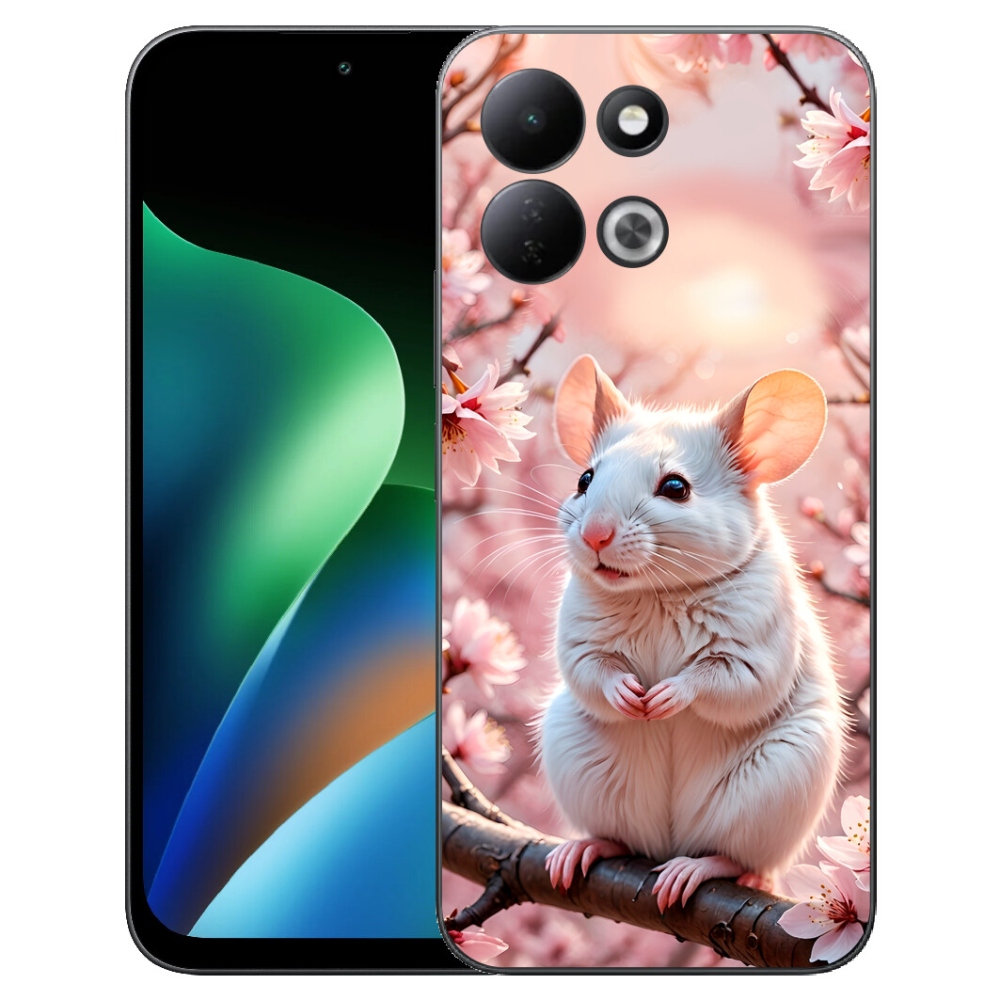 Gelový kryt mmCase na Xiaomi Redmi 17 4G/5G - bílá myš na větvi
