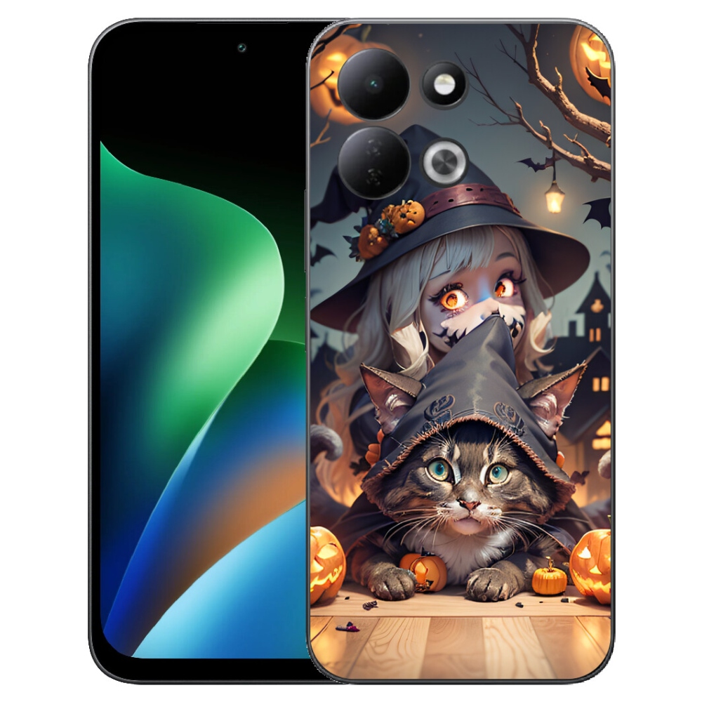 Gelový kryt mmCase na Xiaomi Redmi 17 4G/5G - čarodějnice s kočkou