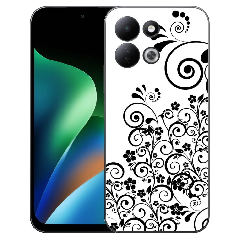 Gelový kryt mmCase na Xiaomi Redmi 17 4G/5G - černobílé květinové vzory