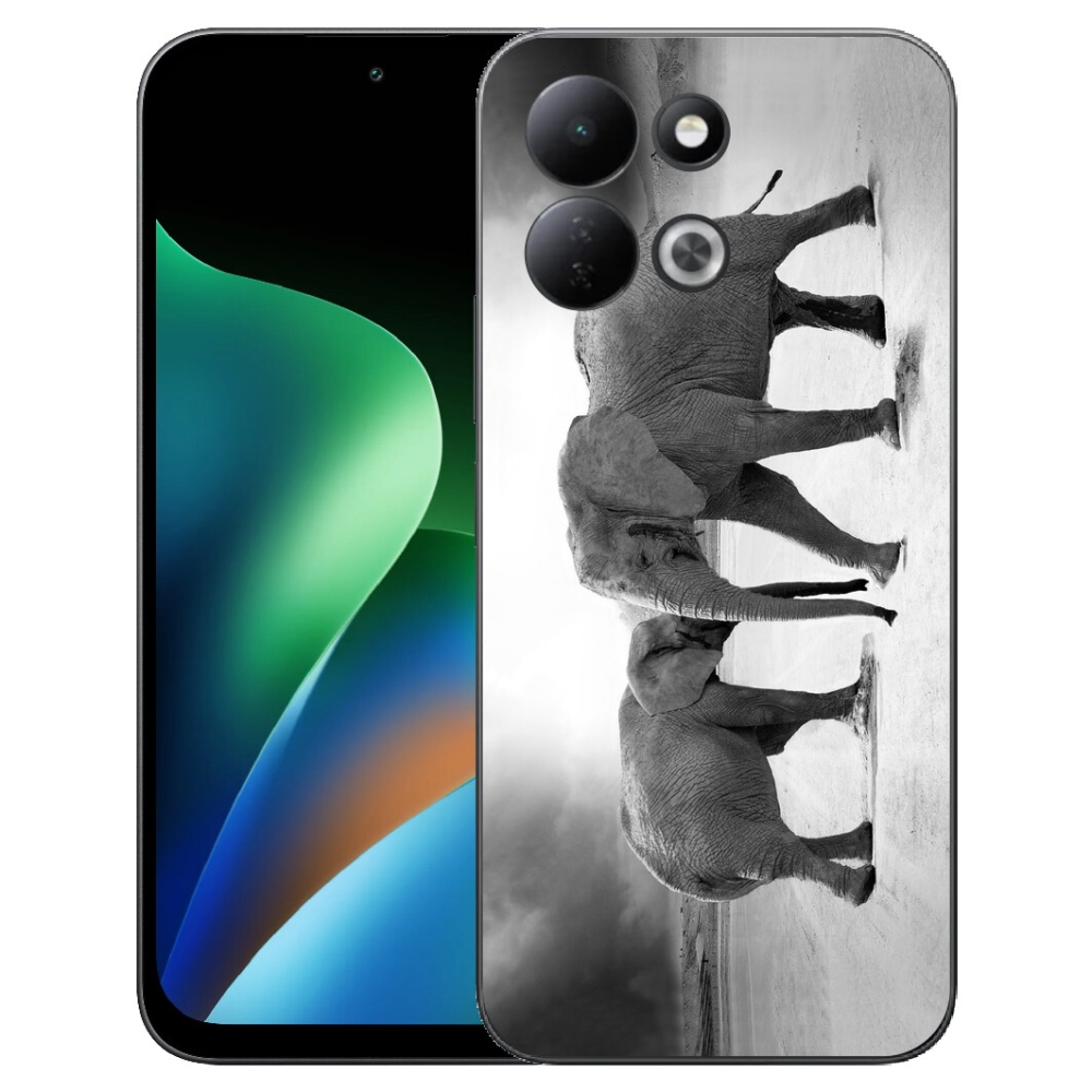 Gelový kryt mmCase na Xiaomi Redmi 17 4G/5G - černobílí sloni