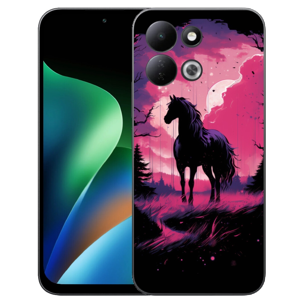Gelový kryt mmCase na Xiaomi Redmi 17 4G/5G - černý kreslený kůň 1