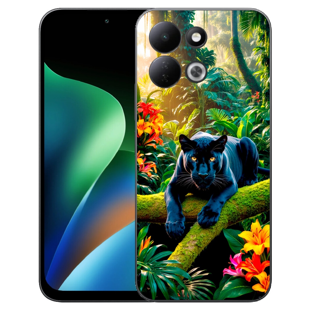 Gelový kryt mmCase na Xiaomi Redmi 17 4G/5G - černý panter v džungli