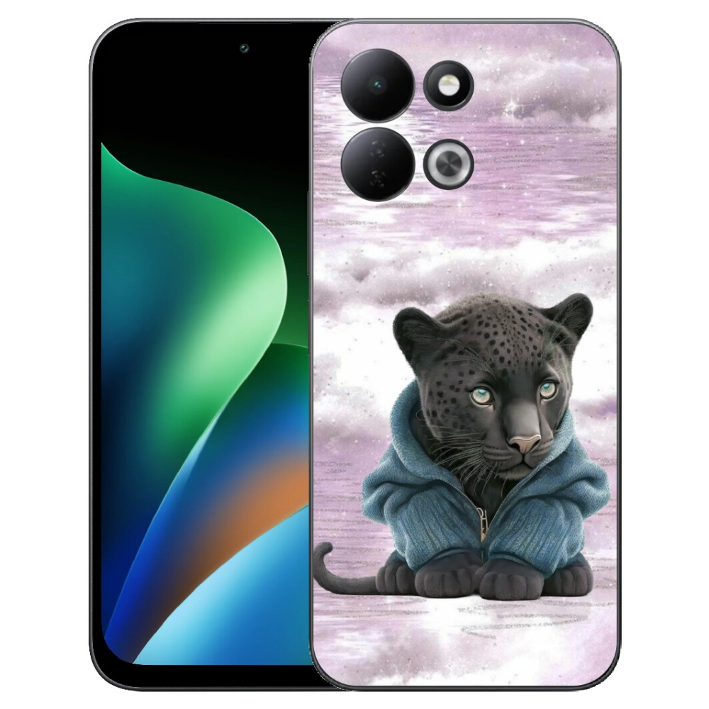 Gelový kryt mmCase na Xiaomi Redmi 17 4G/5G - černý panter ve svetru