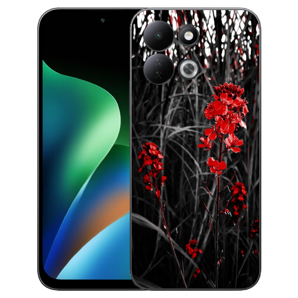 Gelový kryt mmCase na Xiaomi Redmi 17 4G/5G - červená rostlina
