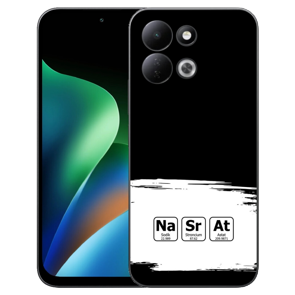 Gelový kryt mmCase na Xiaomi Redmi 17 4G/5G - chemické prvky bíločerné pozadí