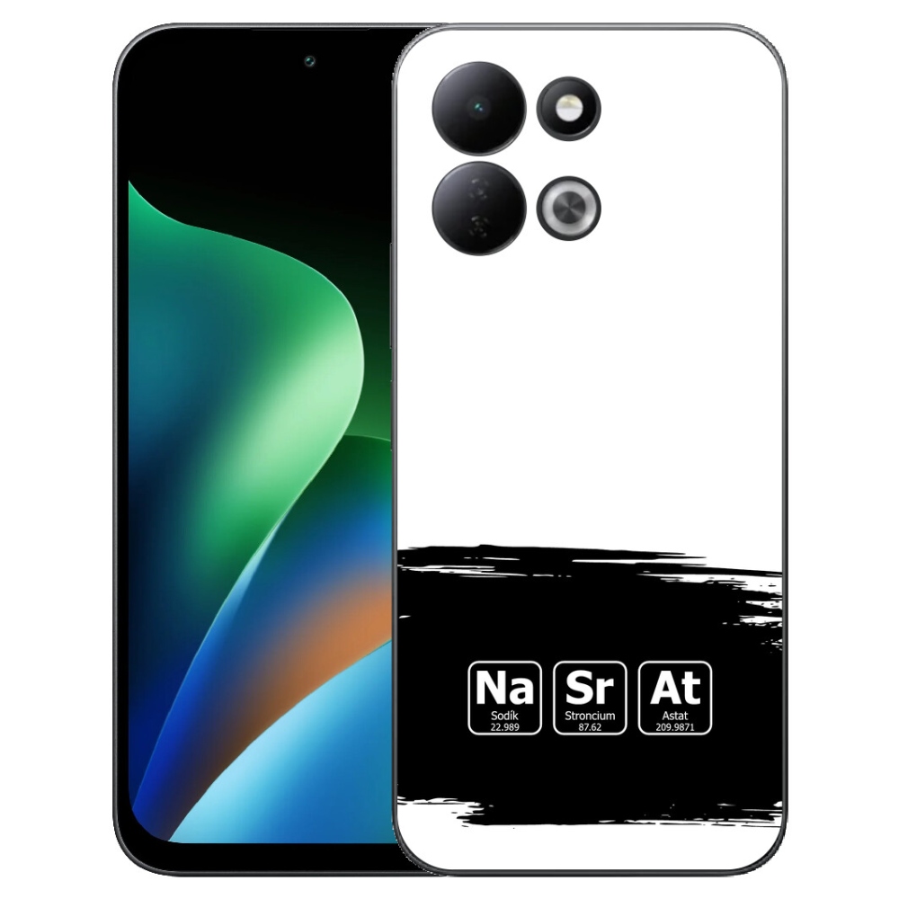 Gelový kryt mmCase na Xiaomi Redmi 17 4G/5G - chemické prvky černobílé pozadí