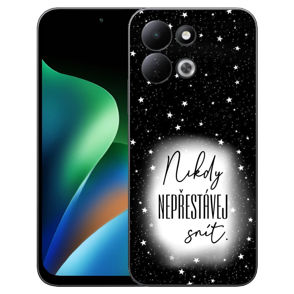 Gelový kryt mmCase na Xiaomi Redmi 17 4G/5G - citát 1 bíločerné pozadí