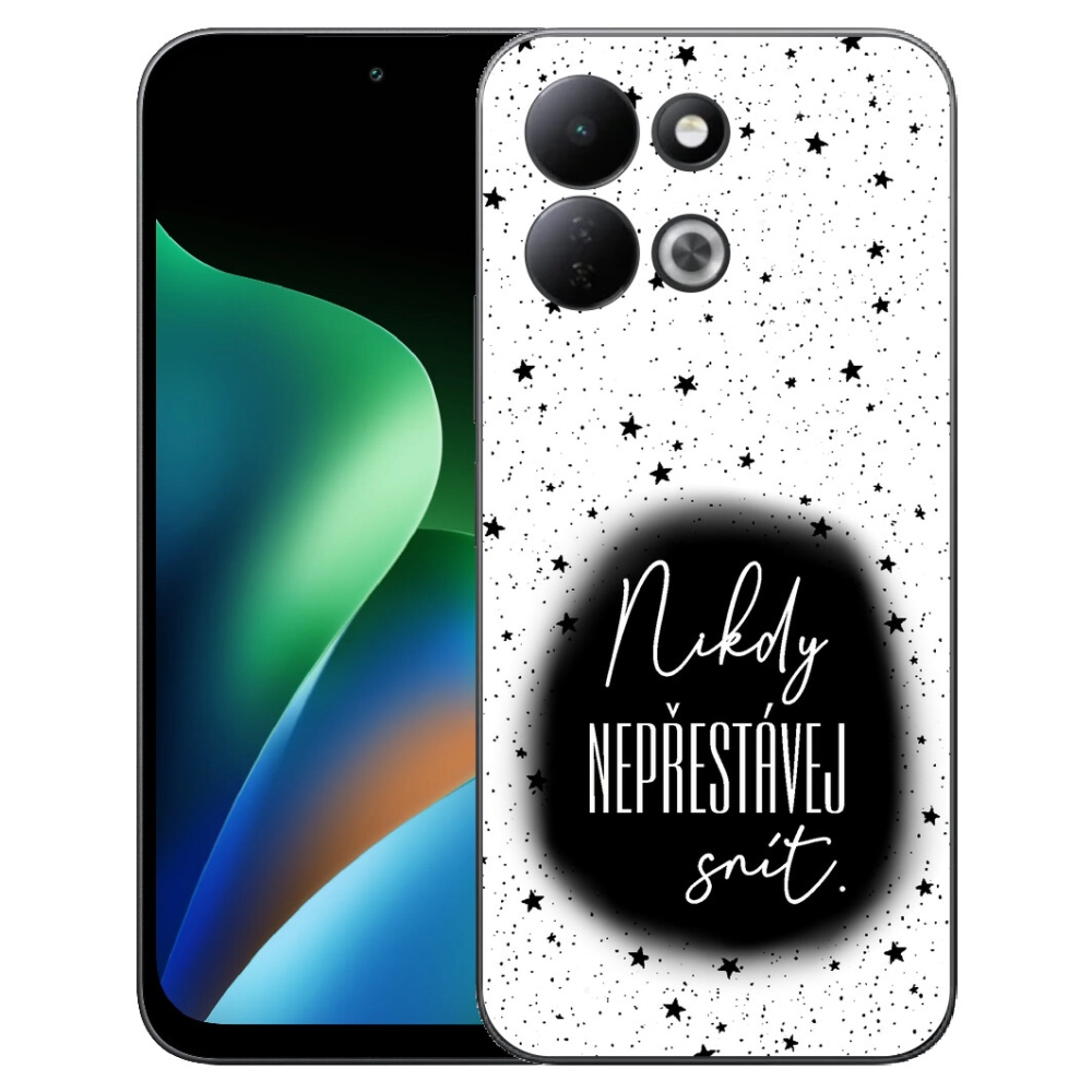 Gelový kryt mmCase na Xiaomi Redmi 17 4G/5G - citát 1 černobílé pozadí