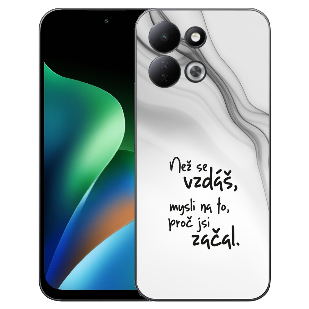 Gelový kryt mmCase na Xiaomi Redmi 17 4G/5G - citát 2 bílé pozadí