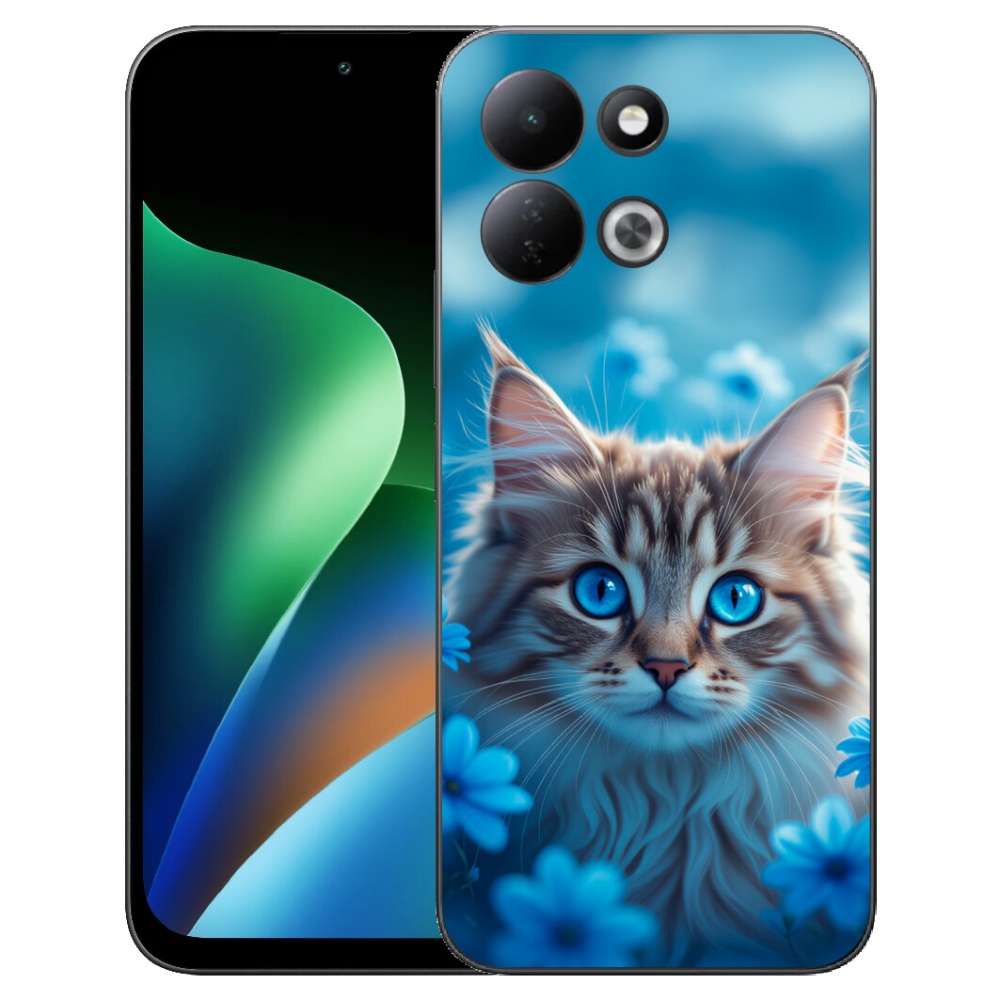 Gelový kryt mmCase na Xiaomi Redmi 17 4G/5G - koťátko v modrých květech