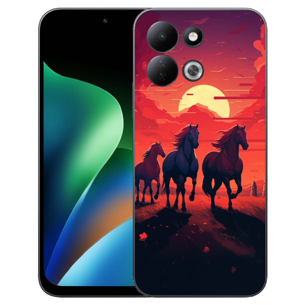 Gelový kryt mmCase na Xiaomi Redmi 17 4G/5G - koně a západ slunce