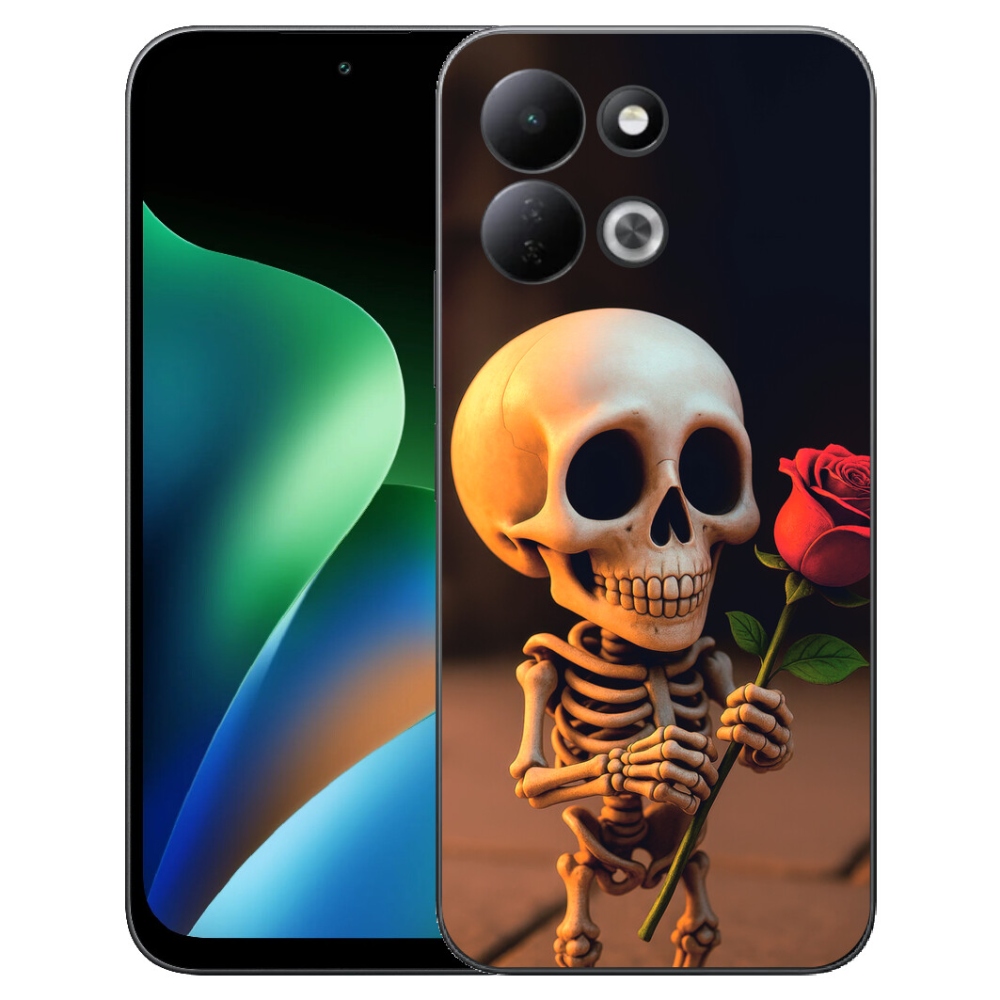 Gelový kryt mmCase na Xiaomi Redmi 17 4G/5G - kostlivec s růží