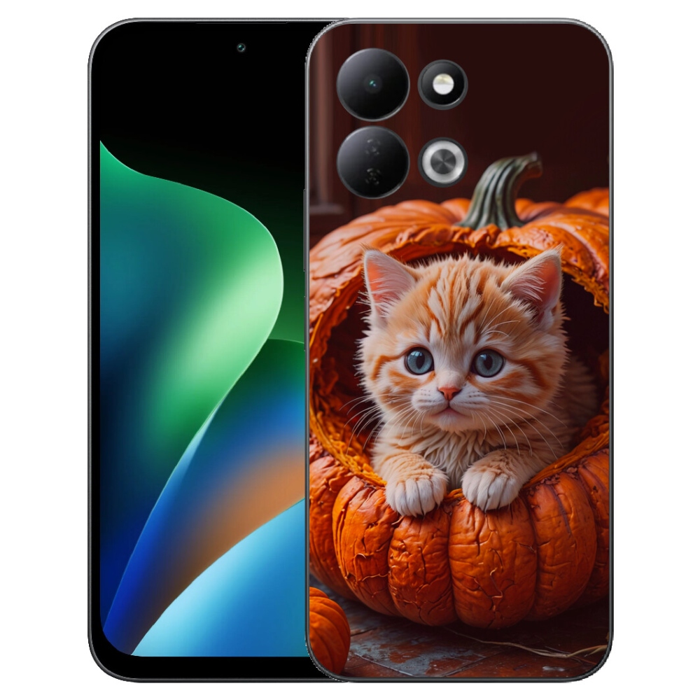 Gelový kryt mmCase na Xiaomi Redmi 17 4G/5G - kotě a dýně 2
