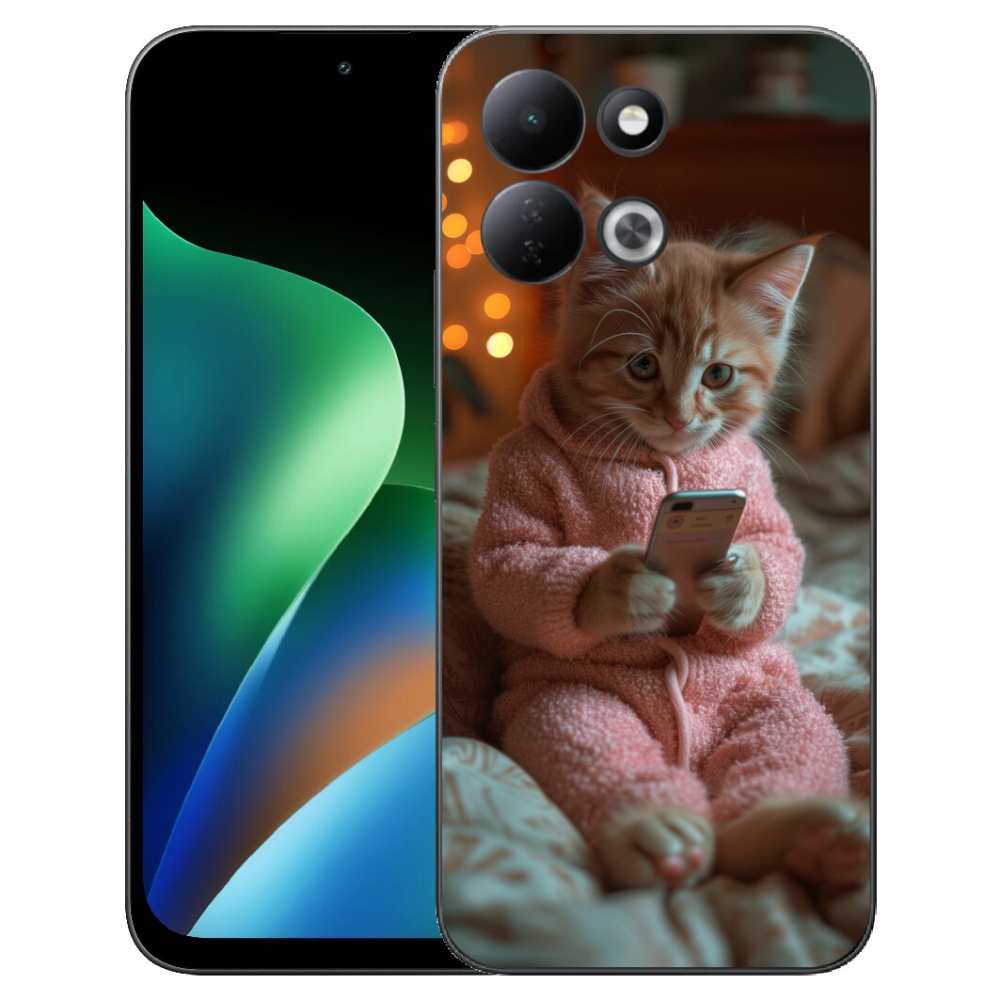 Gelový kryt mmCase na Xiaomi Redmi 17 4G/5G - kotě s mobilem