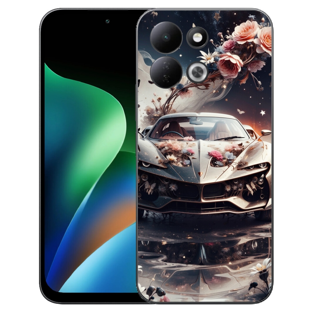 Gelový kryt mmCase na Xiaomi Redmi 17 4G/5G - květinový sportovní vůz