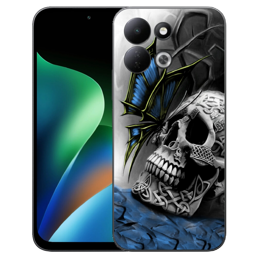 Gelový kryt mmCase na Xiaomi Redmi 17 4G/5G - motýl a lebka