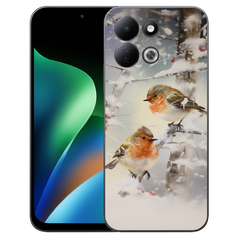 Gelový kryt mmCase na Xiaomi Redmi 17 4G/5G - ptáčci v zimě