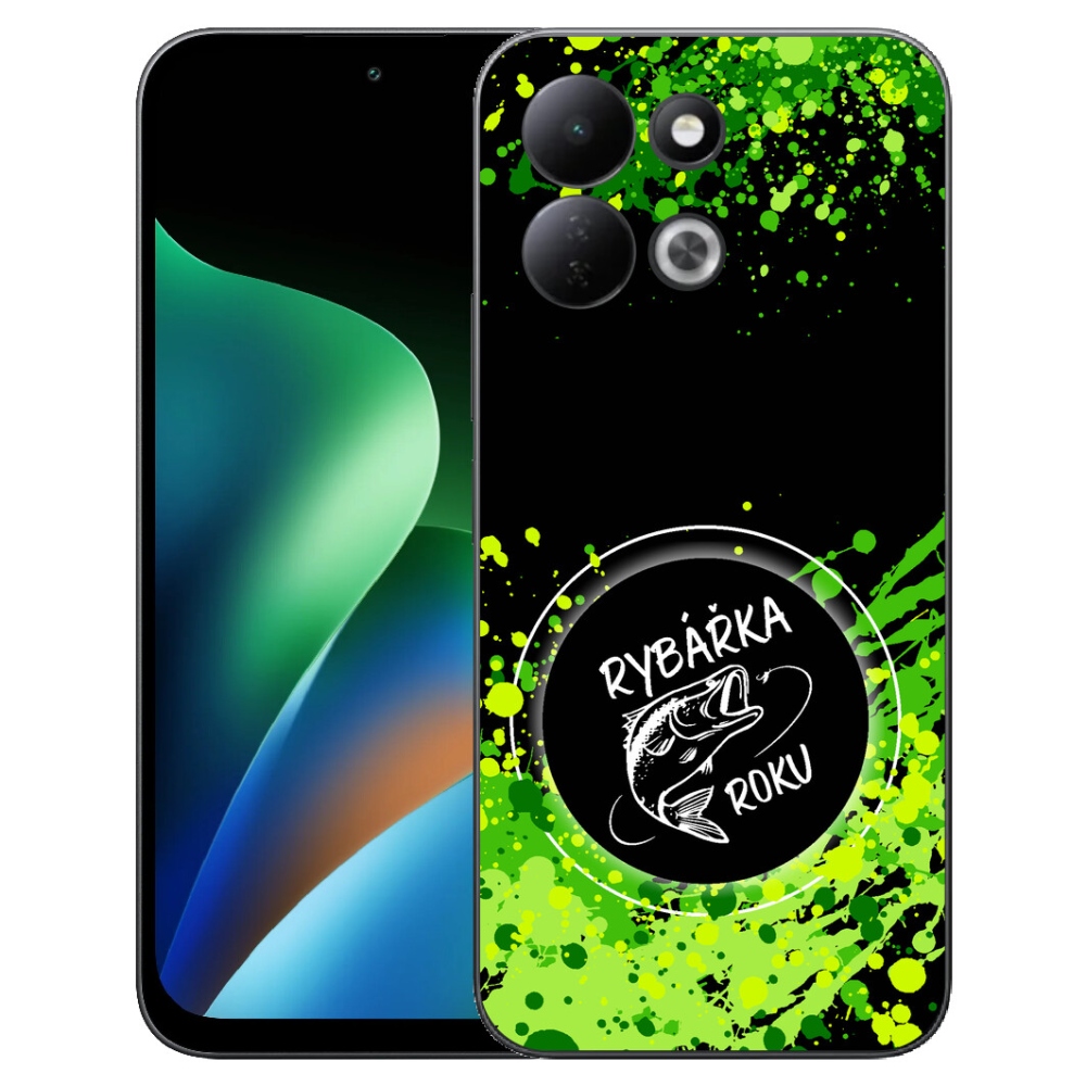 Gelový kryt mmCase na Xiaomi Redmi 17 4G/5G - rybářka roku černé pozadí