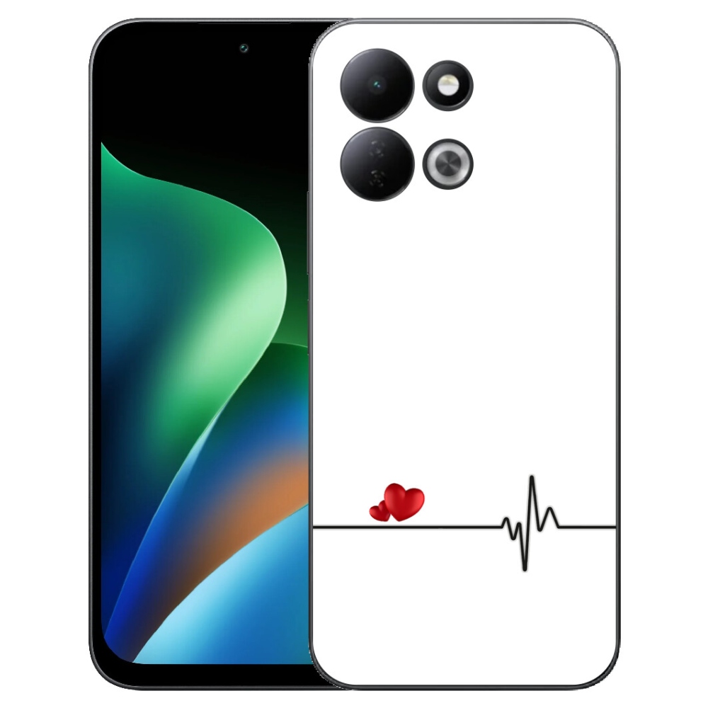 Gelový kryt mmCase na Xiaomi Redmi 17 4G/5G - srdce a tep bílé pozadí