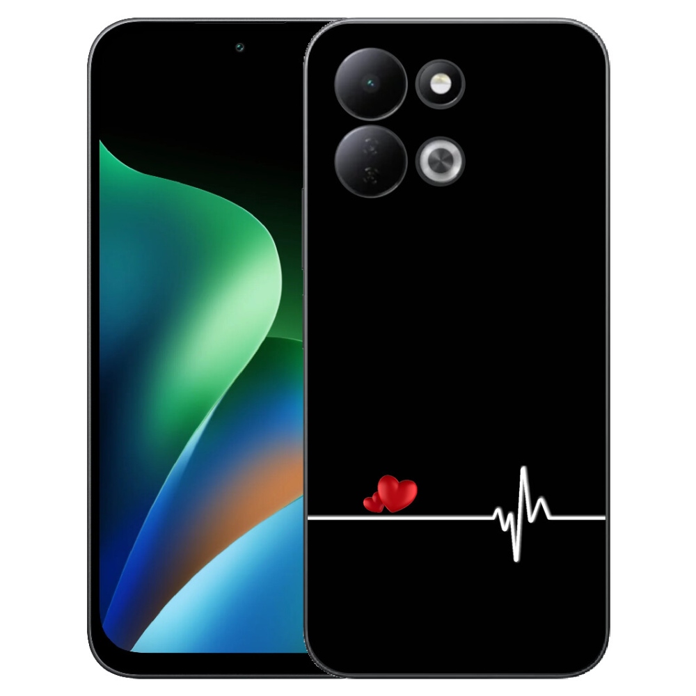Gelový kryt mmCase na Xiaomi Redmi 17 4G/5G - srdce a tep černé pozadí