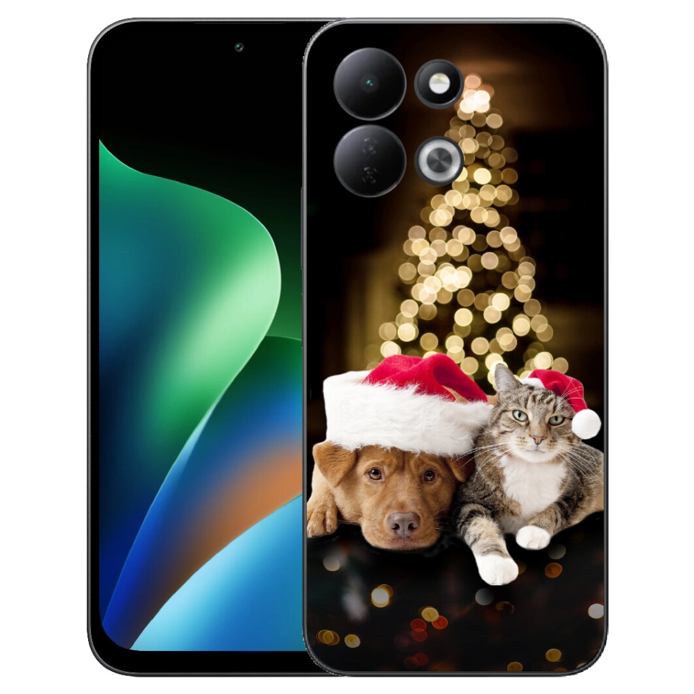 Gelový kryt mmCase na Xiaomi Redmi 17 4G/5G - vánoční pes a kočka