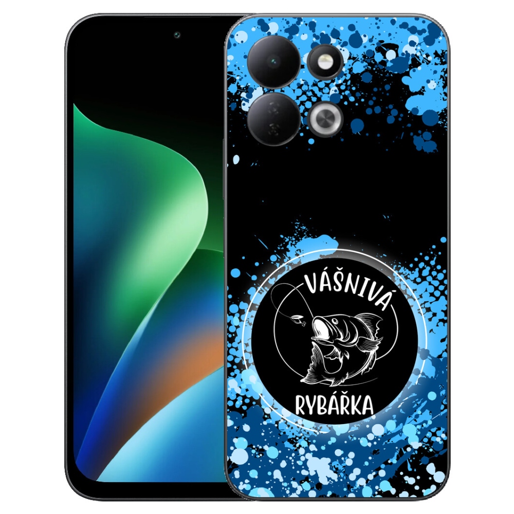 Gelový kryt mmCase na Xiaomi Redmi 17 4G/5G - vášnivá rybářka černé pozadí