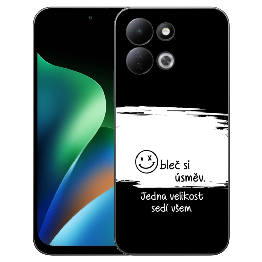 Gelový kryt mmCase na Xiaomi Redmi 17 4G/5G - vtipný text 8 bíločerné pozadí