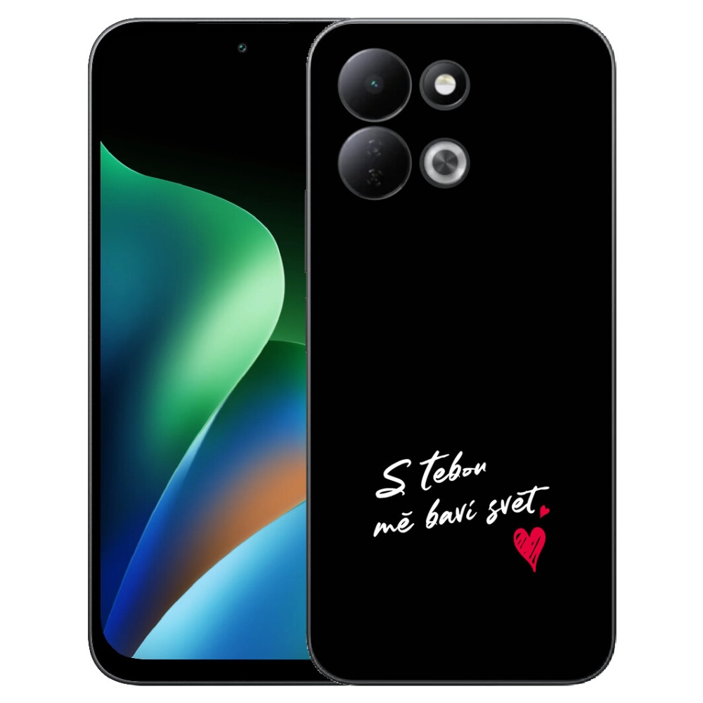 Gelový kryt mmCase na Xiaomi Redmi 17 4G/5G - zamilovaný text 1 černé pozadí