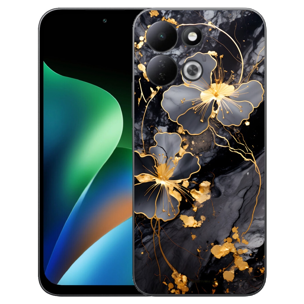 Gelový kryt mmCase na Xiaomi Redmi 17 4G/5G - zlaté květy