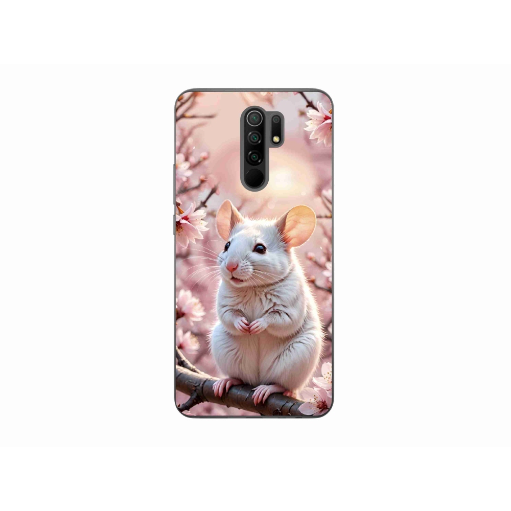 Gelový kryt mmCase na Xiaomi Redmi 9 - bílá myš na větvi