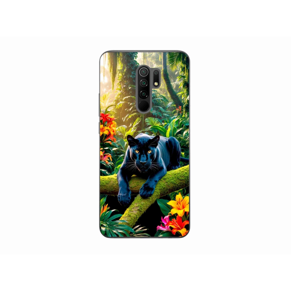 Gelový kryt mmCase na Xiaomi Redmi 9 - černý panter v džungli