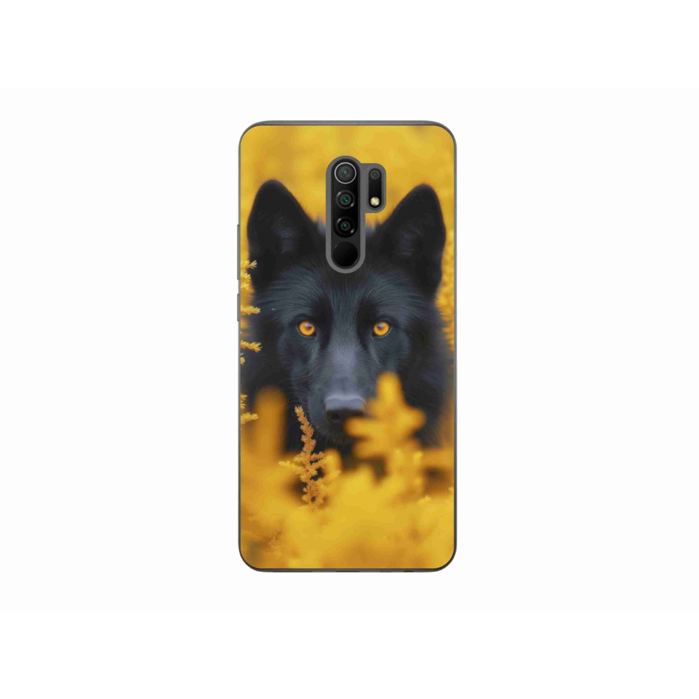 Gelový kryt mmCase na Xiaomi Redmi 9 - černý vlk 2