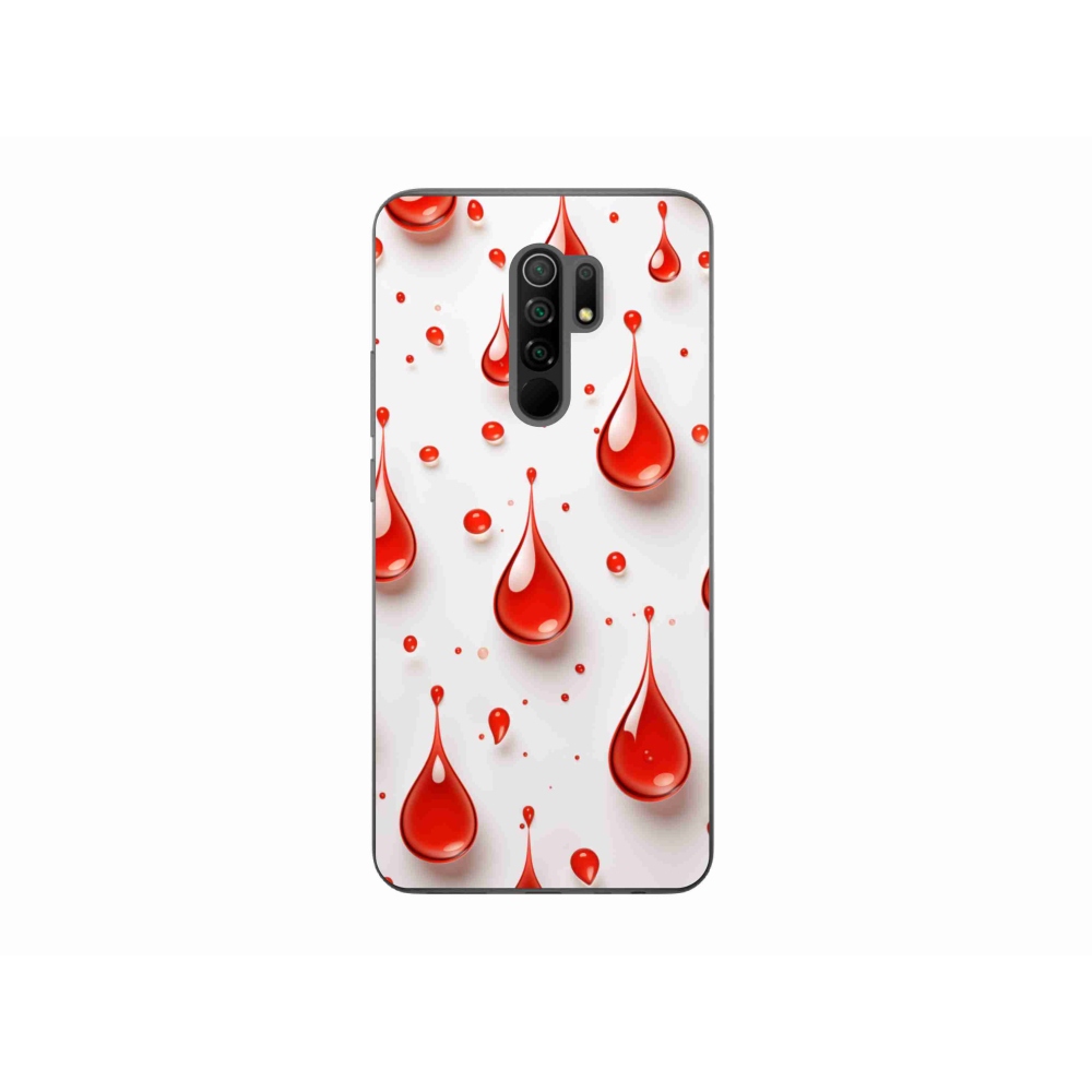 Gelový kryt mmCase na Xiaomi Redmi 9 - červené kapky