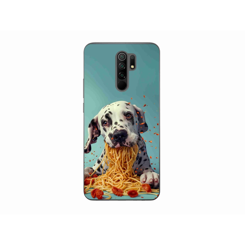 Gelový kryt mmCase na Xiaomi Redmi 9 - dalmatin a špagety