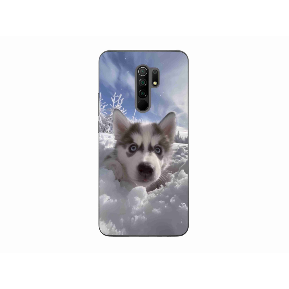 Gelový kryt mmCase na Xiaomi Redmi 9 - husky ve sněhu