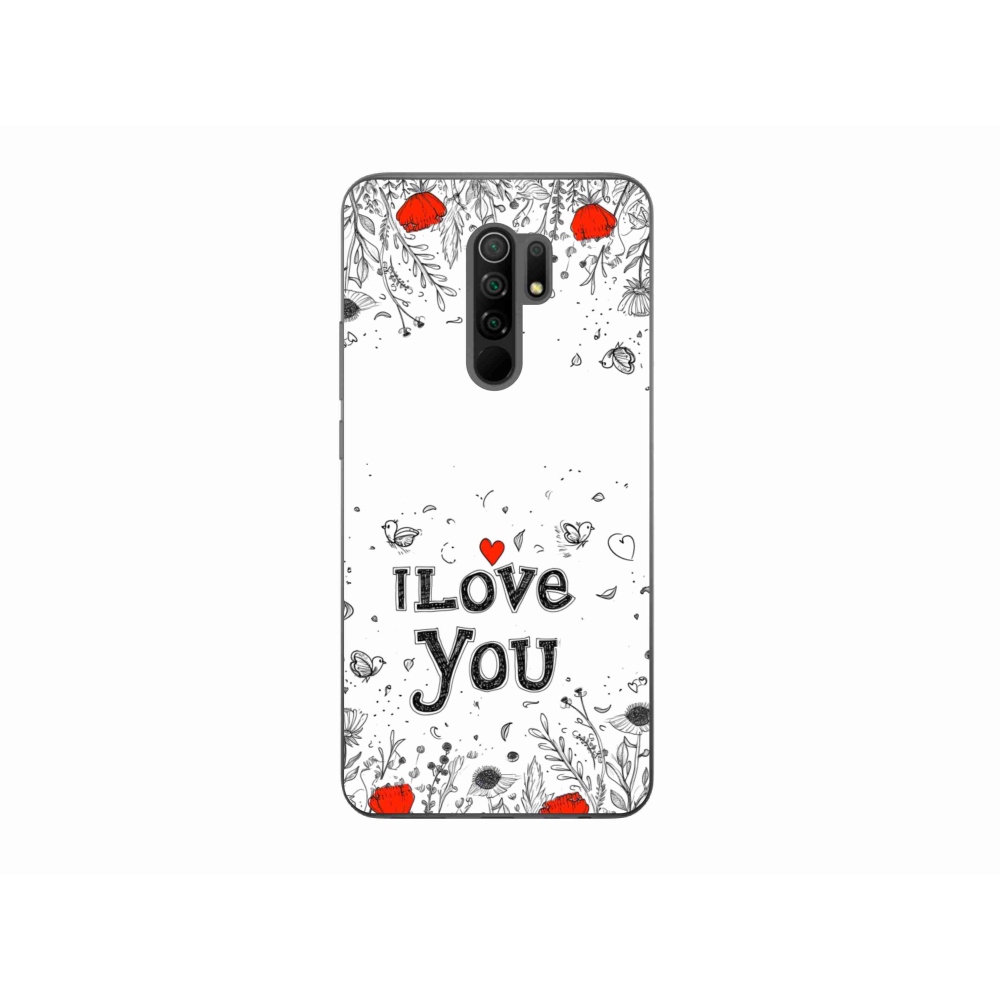 Gelový kryt mmCase na Xiaomi Redmi 9 - I love you bílé pozadí