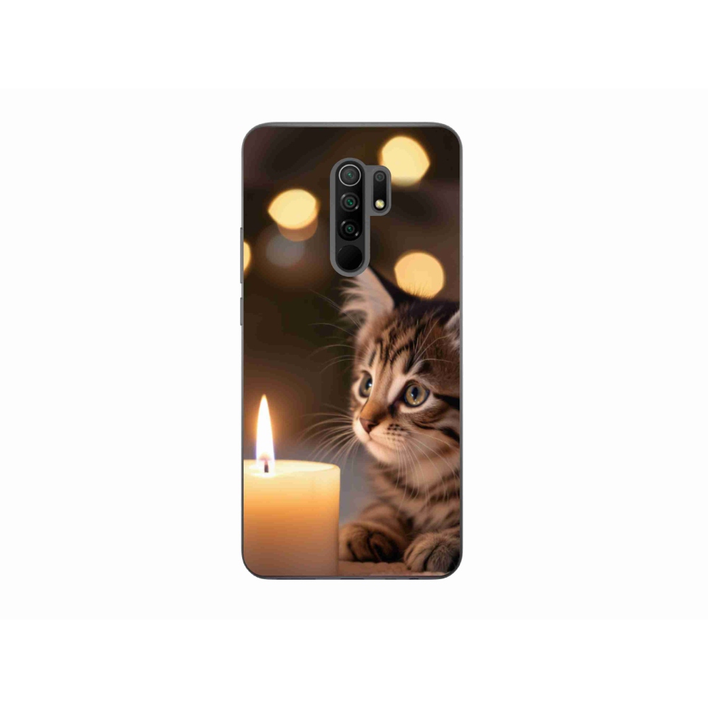 Gelový kryt mmCase na Xiaomi Redmi 9 - kotě a svíčka