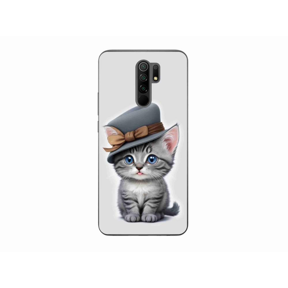 Gelový kryt mmCase na Xiaomi Redmi 9 - kotě s kloboukem