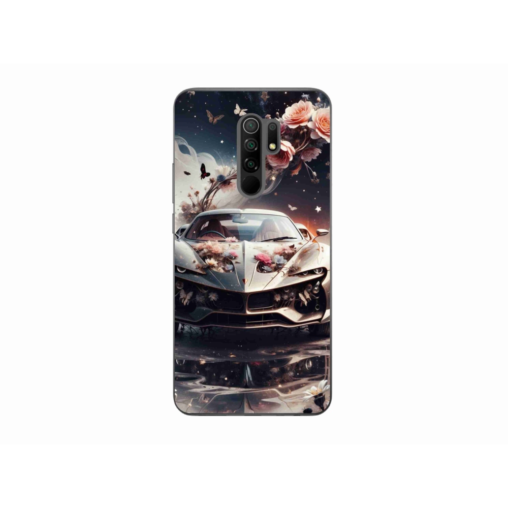 Gelový kryt mmCase na Xiaomi Redmi 9 - květinový sportovní vůz