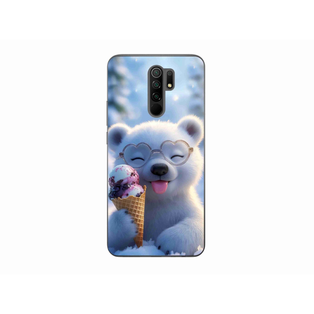 Gelový kryt mmCase na Xiaomi Redmi 9 - medvídek se zmrzlinou