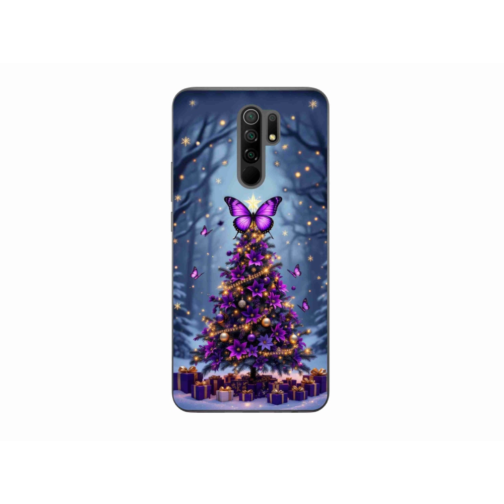 Gelový kryt mmCase na Xiaomi Redmi 9 - motýlí vánoční stromek