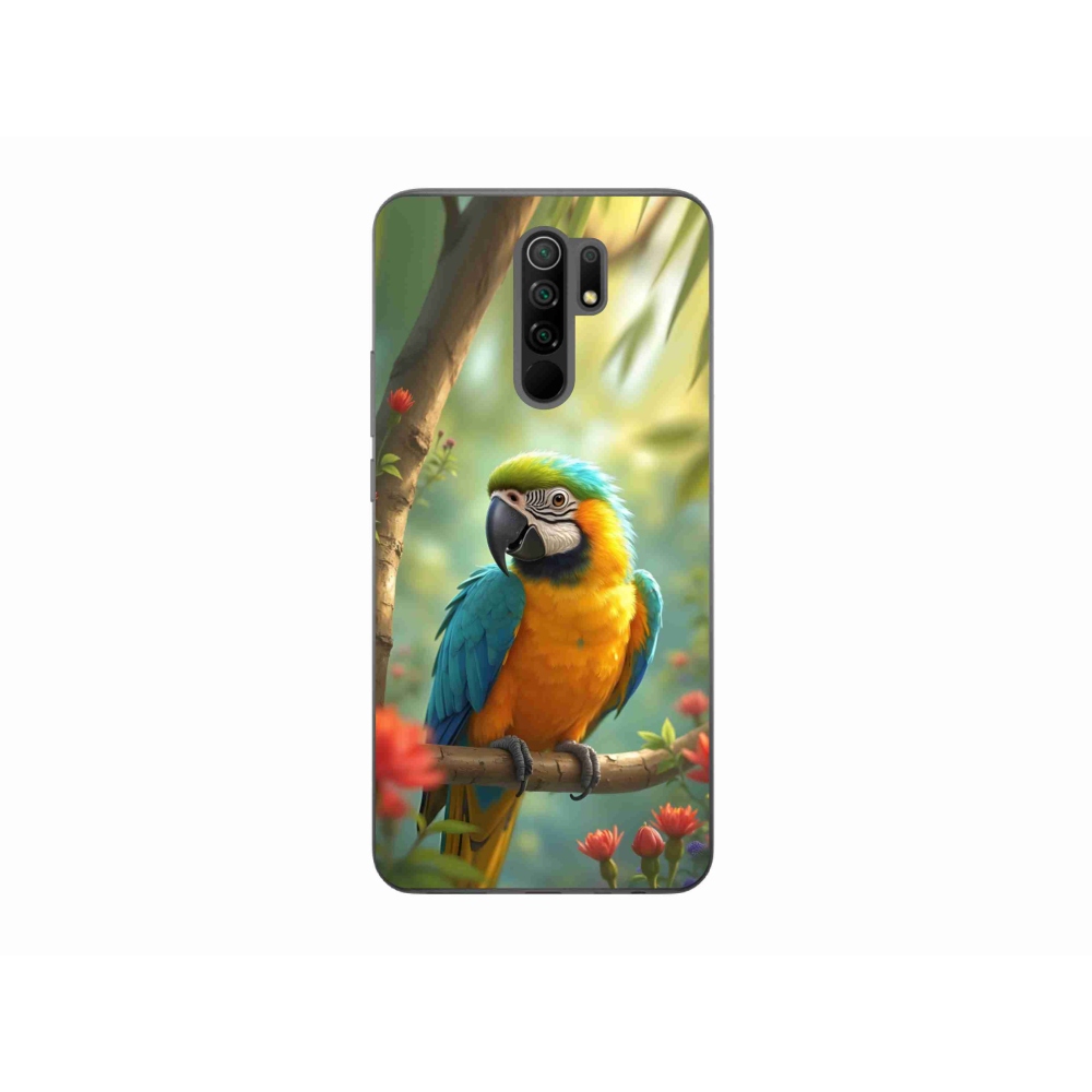 Gelový kryt mmCase na Xiaomi Redmi 9 - papoušek ara modrožlutá