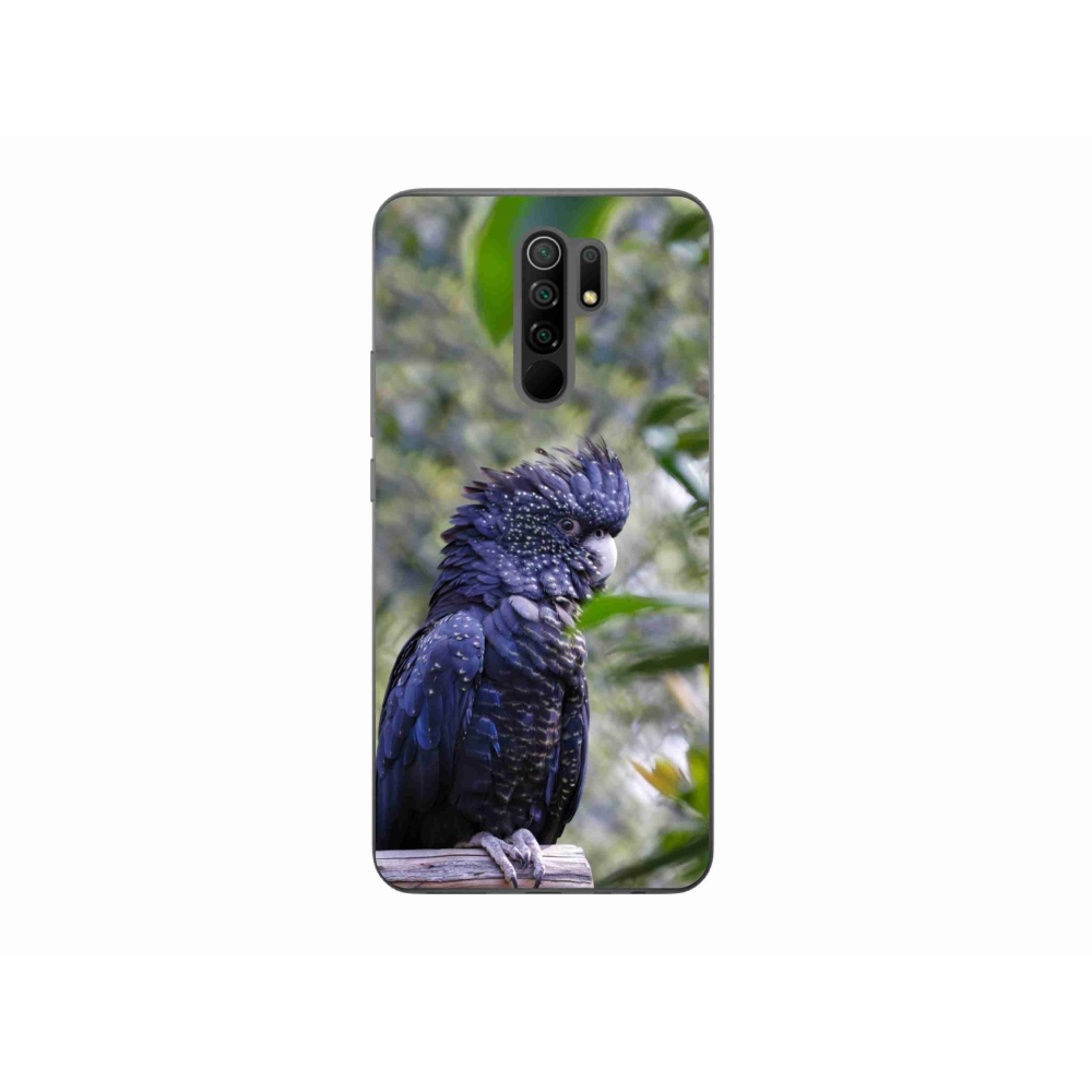 Gelový kryt mmCase na Xiaomi Redmi 9 - papoušek kakadu černý