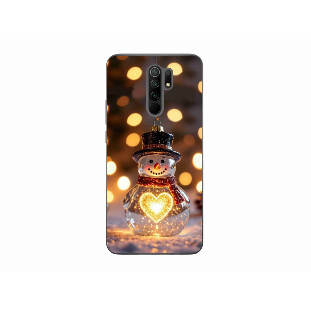 Gelový kryt mmCase na Xiaomi Redmi 9 - svítící vánoční sněhulák