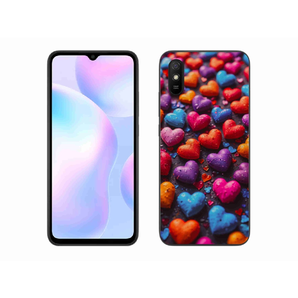Gelový kryt mmCase na Xiaomi Redmi 9A - barevná srdce