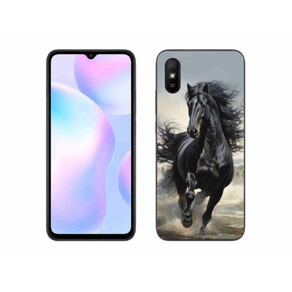 Gelový kryt mmCase na Xiaomi Redmi 9A - běžící černý kůň