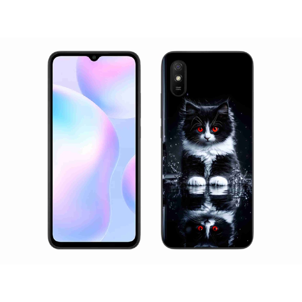 Gelový kryt mmCase na Xiaomi Redmi 9A - černobílé kotě
