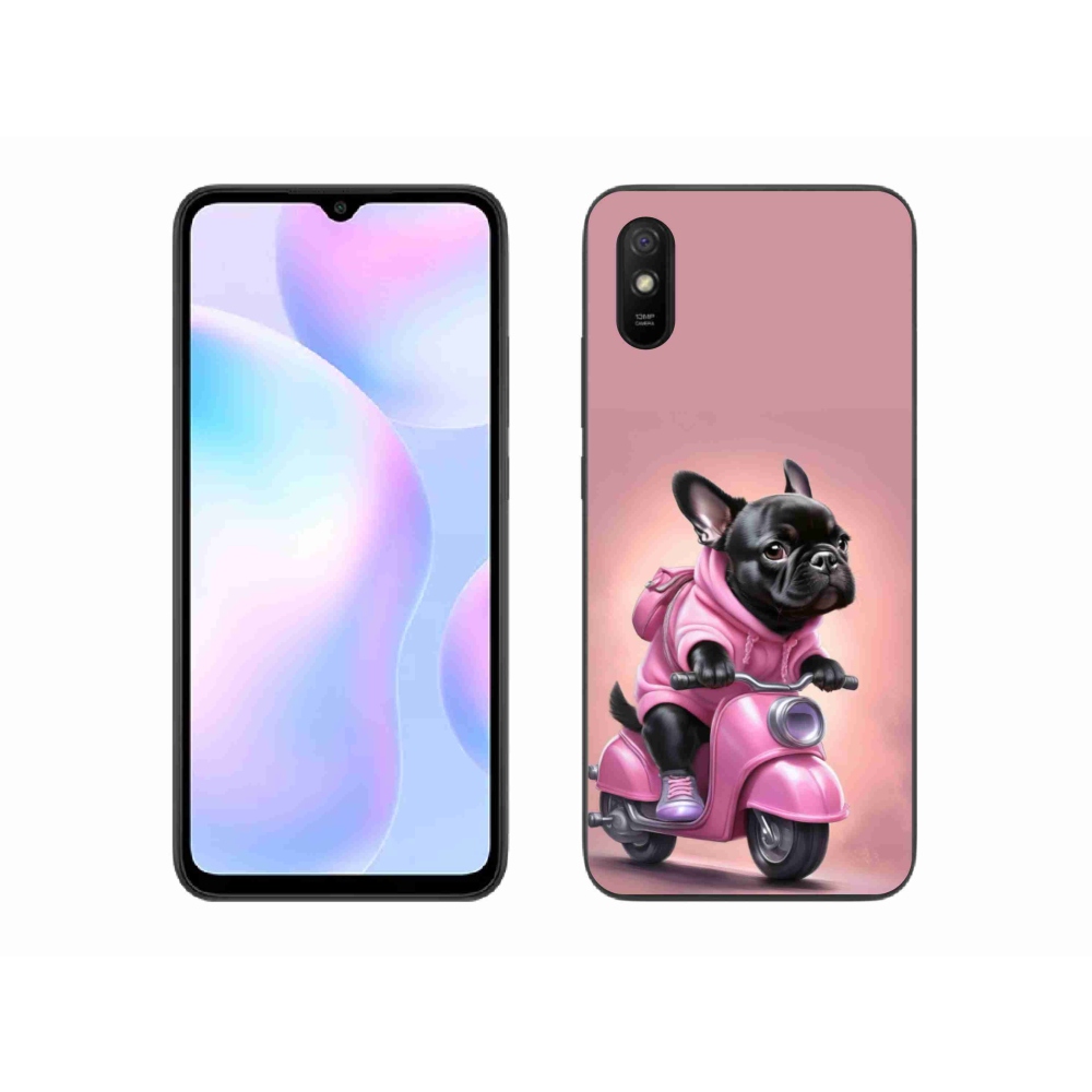 Gelový kryt mmCase na Xiaomi Redmi 9A - francouzský buldoček na skútru
