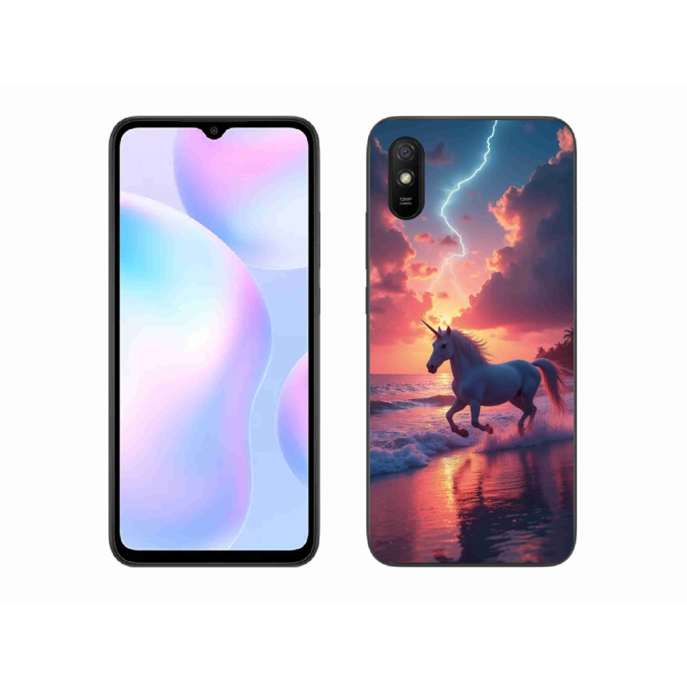 Gelový kryt mmCase na Xiaomi Redmi 9A - jednorožec na pláži