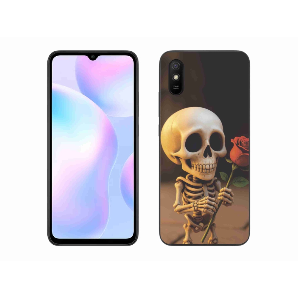 Gelový kryt mmCase na Xiaomi Redmi 9A - kostlivec s růží
